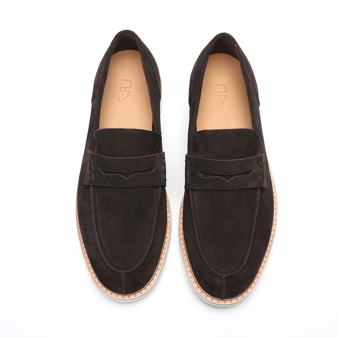 New 2026 versatile cowhide loafers anti-velvet leather soft leather British retro European and American men's slip-on
