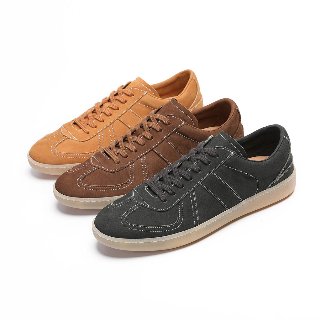 2026 washed cowhide men's leather lightweight German training shoes flat comfortable casual design outdoor sports sneakers