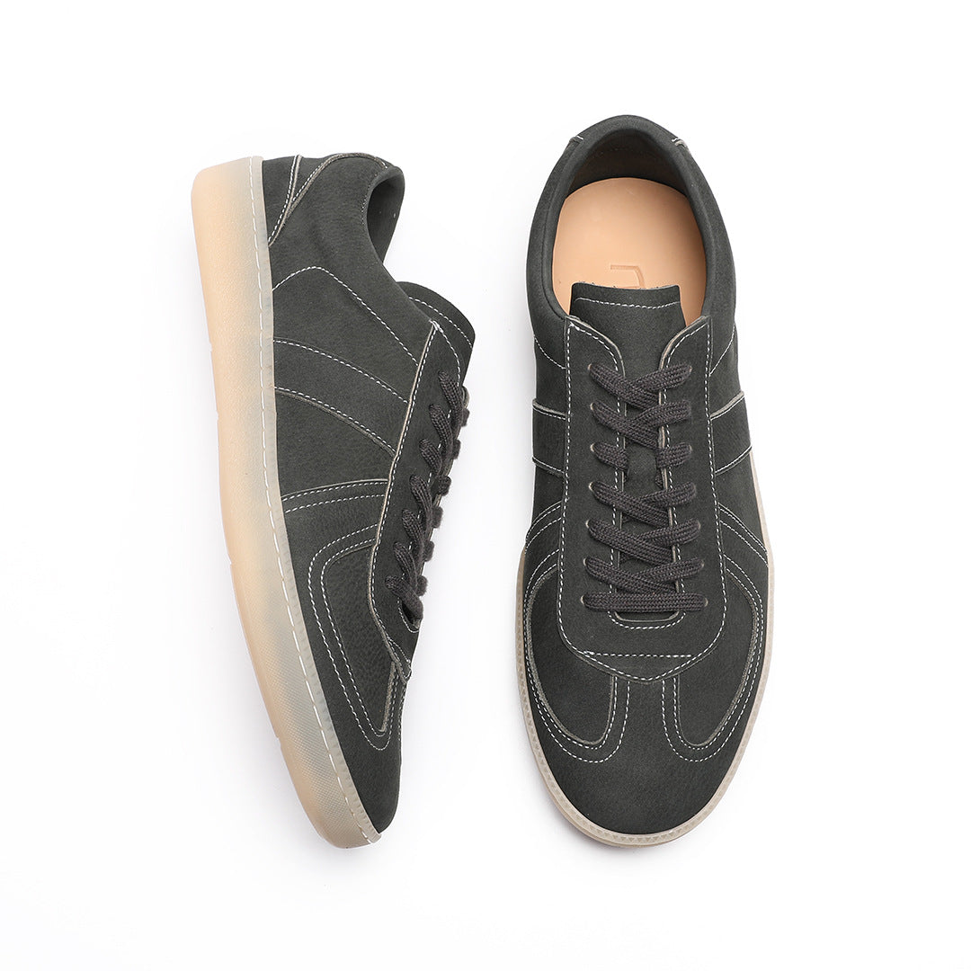 2026 washed cowhide men's leather lightweight German training shoes flat comfortable casual design outdoor sports sneakers