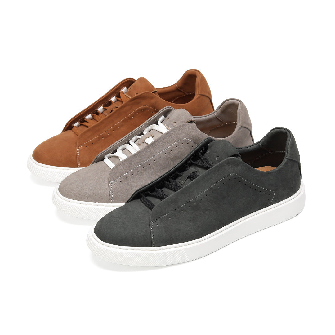 Washed First Layer Cowhide 2026 Spring and Summer New Sports Board Shoes Men's Casual Breathable Lace-up Sneakers