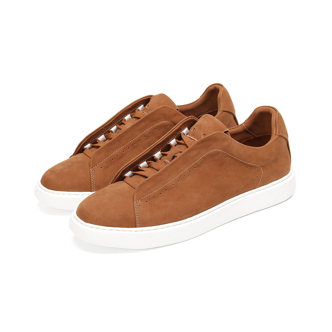 Washed First Layer Cowhide 2026 Spring and Summer New Sports Board Shoes Men's Casual Breathable Lace-up Sneakers