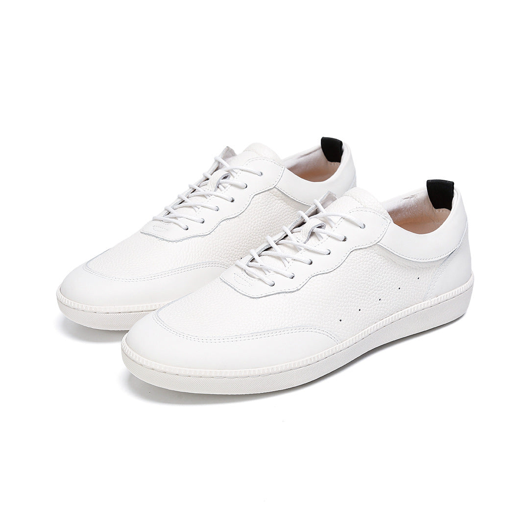 2026 Spring and Summer White Shoes Trendy Men's Leather Lightweight Flat Bottom Comfortable Casual Design Outdoor Sports Board Sneakers