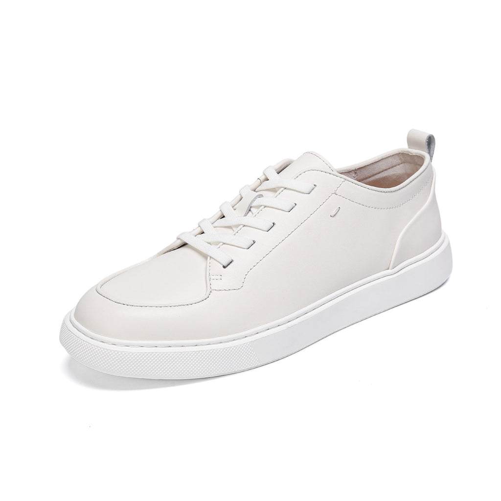 Little White Shoes Spring and Summer New Versatile Casual Sports Lightweight Leather Breathable British Men's First Layer Cowhide Board Sneaker