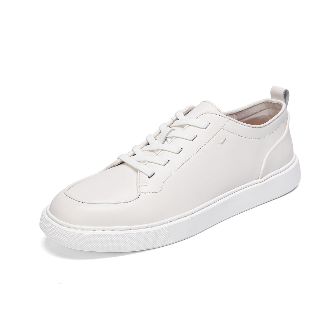 Little White Shoes Spring and Summer New Versatile Casual Sports Lightweight Leather Breathable British Men's First Layer Cowhide Board Sneaker