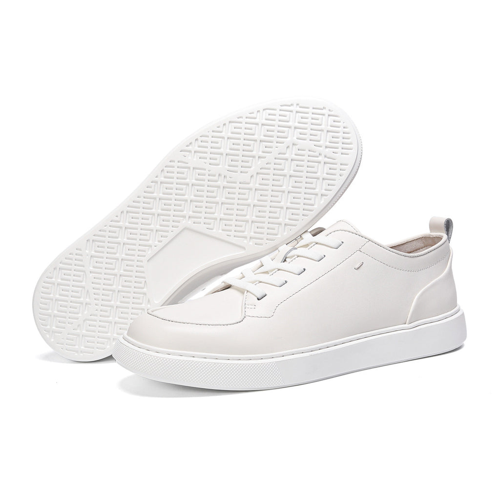 Little White Shoes Spring and Summer New Versatile Casual Sports Lightweight Leather Breathable British Men's First Layer Cowhide Board Sneaker
