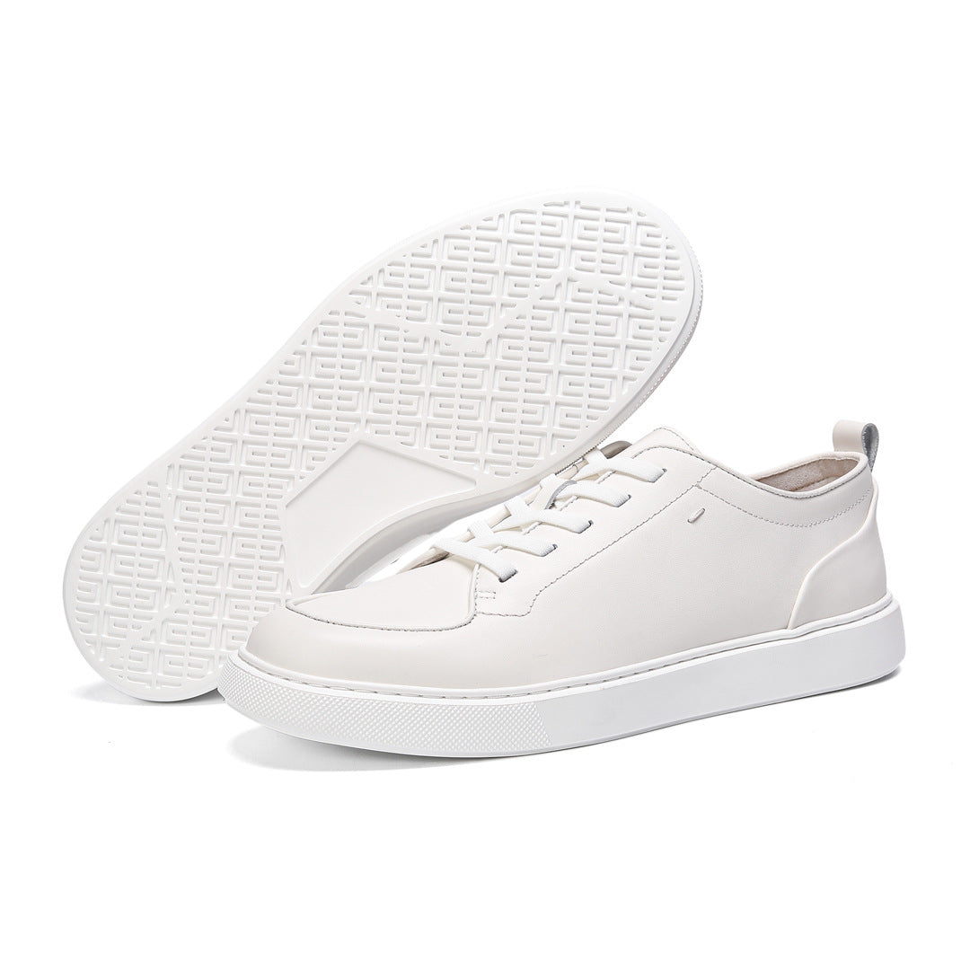 Little White Shoes Spring and Summer New Versatile Casual Sports Lightweight Leather Breathable British Men's First Layer Cowhide Board Sneaker