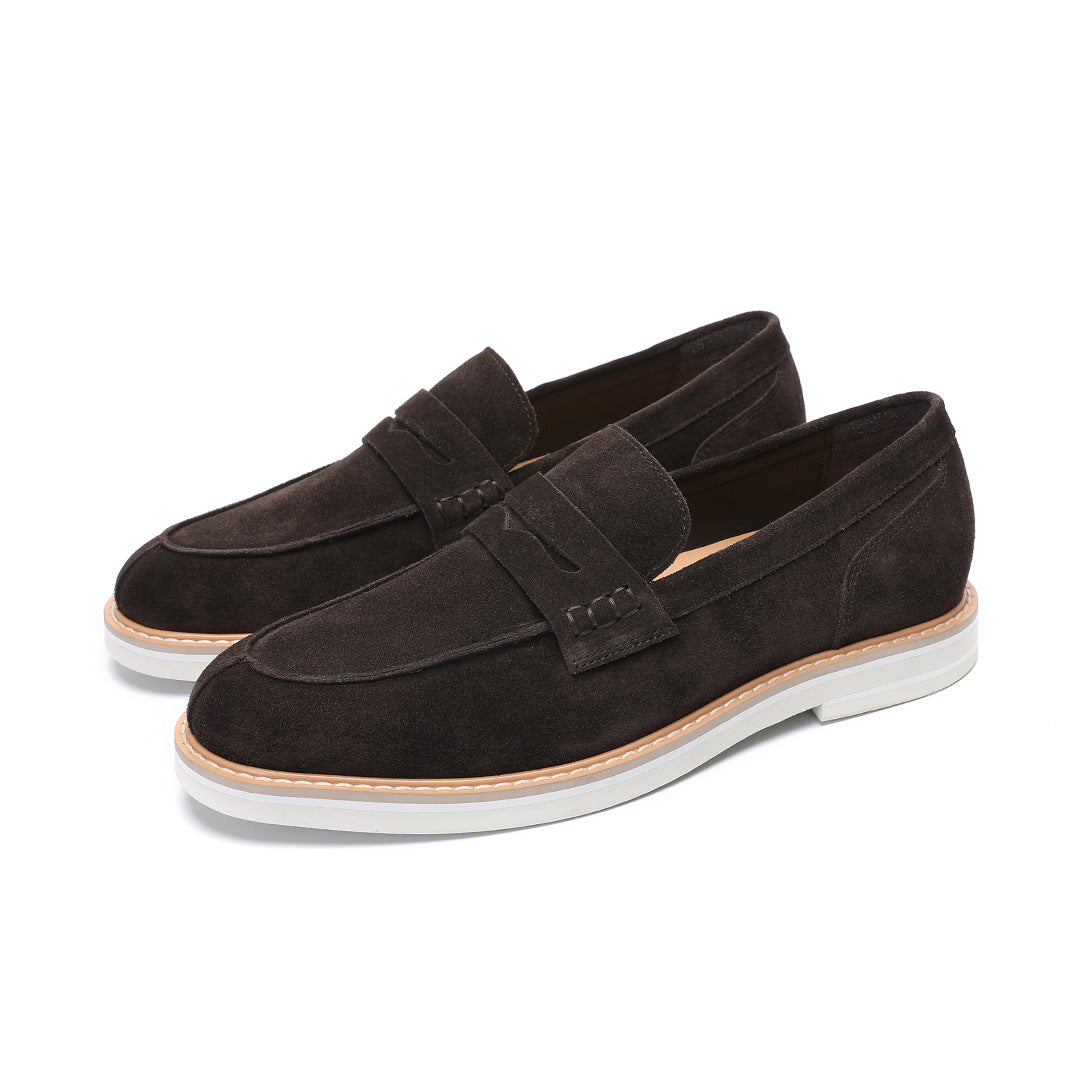 New 2026 versatile cowhide loafers anti-velvet leather soft leather British retro European and American men's slip-on