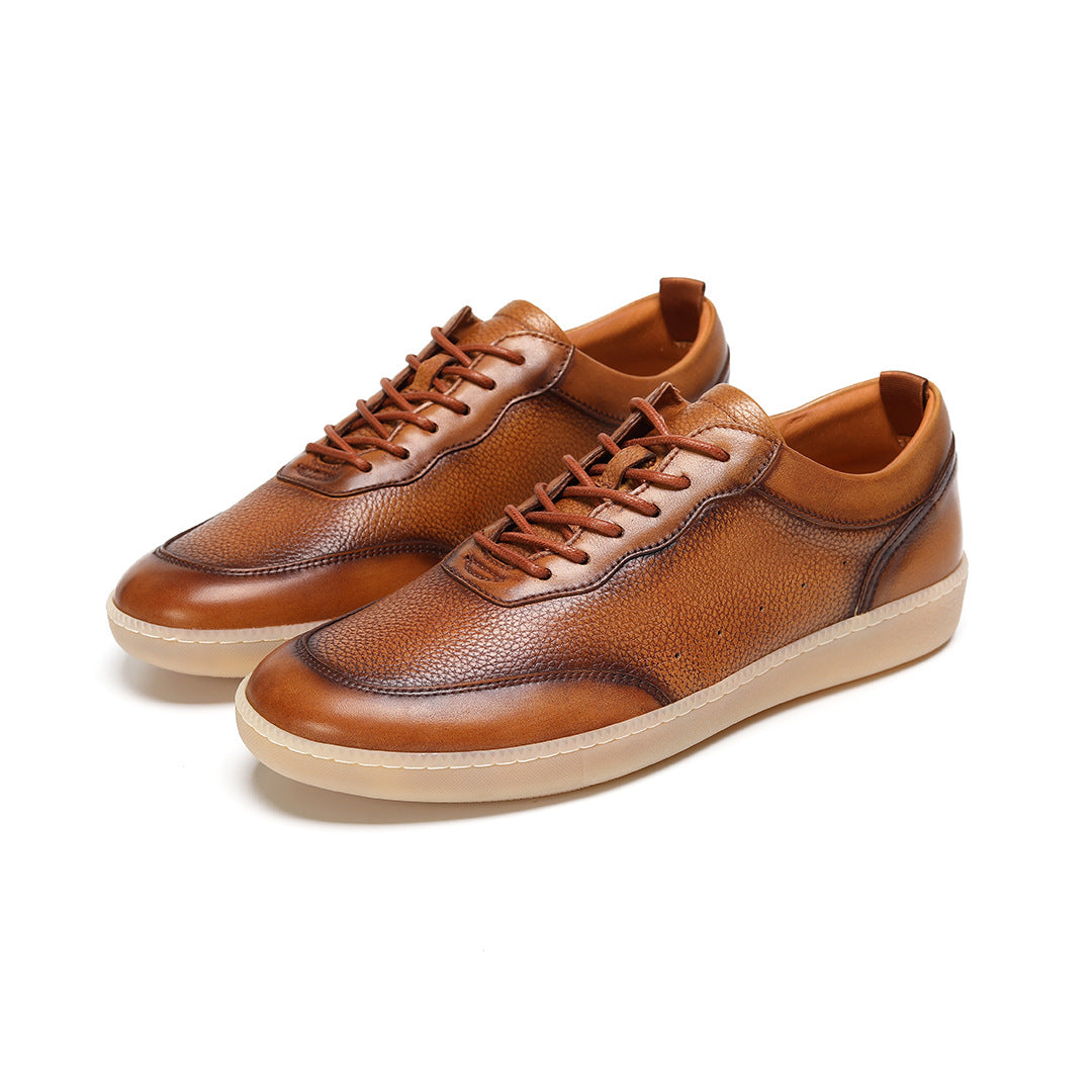 2026 Spring and Summer White Shoes Trendy Men's Leather Lightweight Flat Bottom Comfortable Casual Design Outdoor Sports Board Sneakers