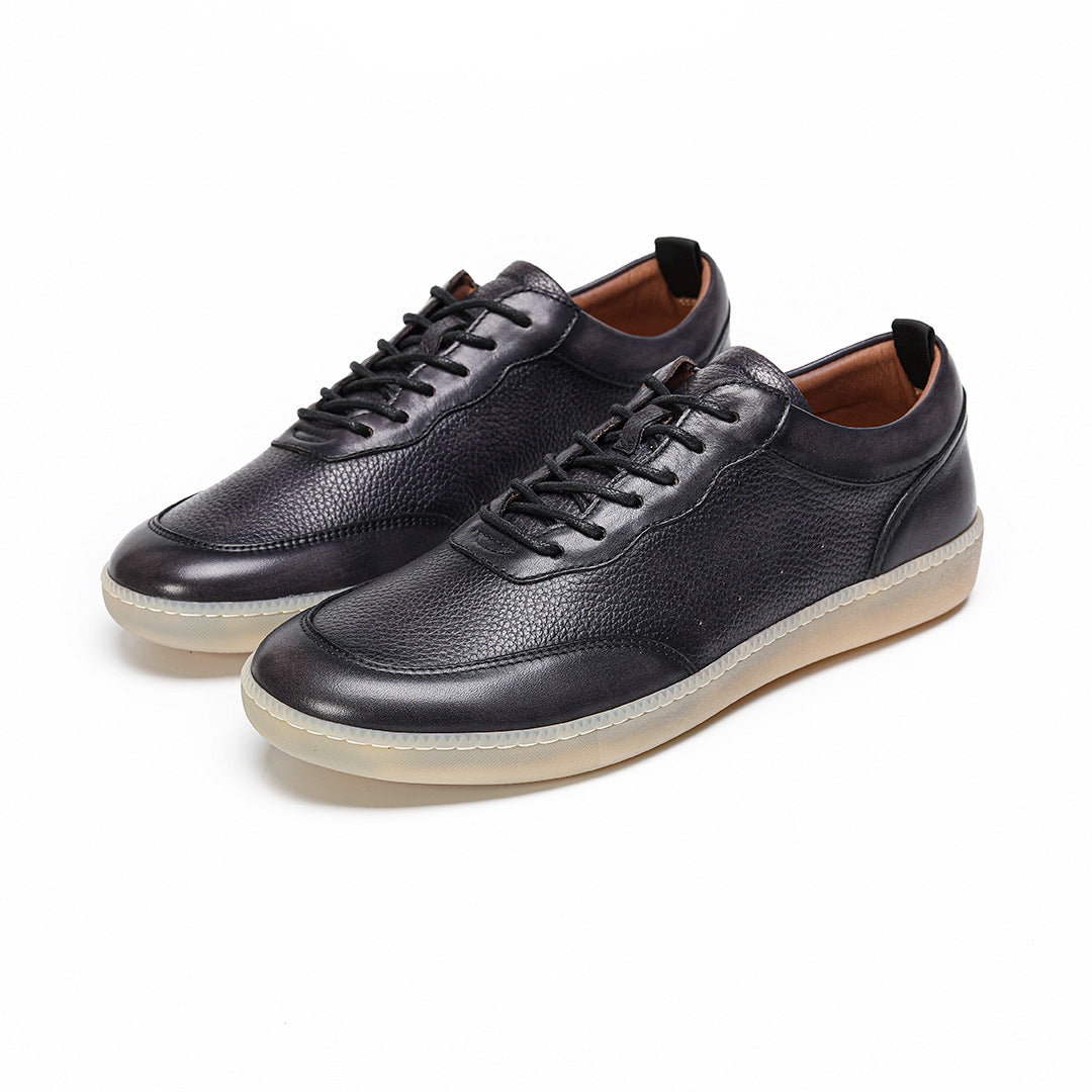 2026 Spring and Summer White Shoes Trendy Men's Leather Lightweight Flat Bottom Comfortable Casual Design Outdoor Sports Board Sneakers